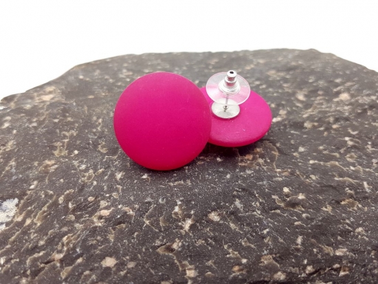 Preview: Matte Cabochon Ohrstecker rund hellblau, rosa, pink, gelb - klein